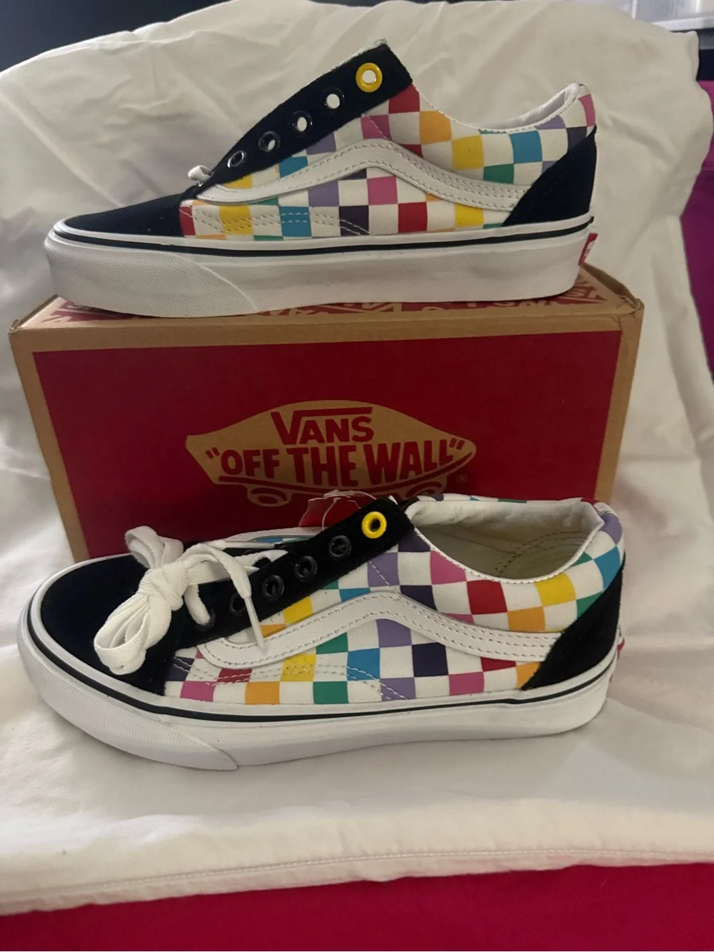 Vans Old Skool Checkerboard Rainbow - Black & White with Multicolor